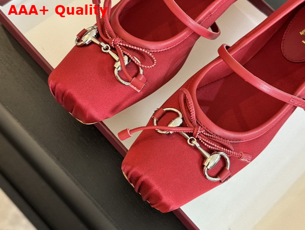 Gucci Womens Gucci Horsebit Ballet Flat in Red Stain 814321 Replica