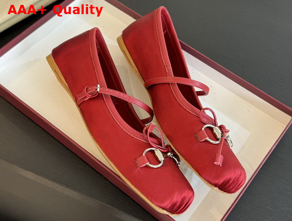 Gucci Womens Gucci Horsebit Ballet Flat in Red Stain 814321 Replica