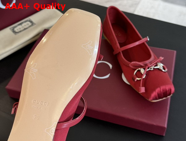 Gucci Womens Gucci Horsebit Ballet Flat in Red Stain 814321 Replica