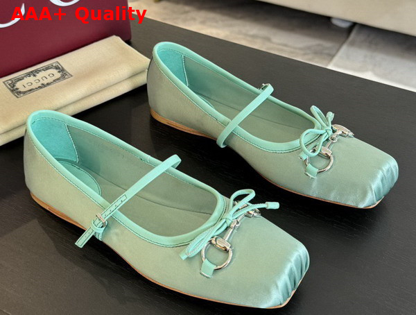 Gucci Womens Gucci Horsebit Ballet Flat in Turquoise Stain 814321 Replica