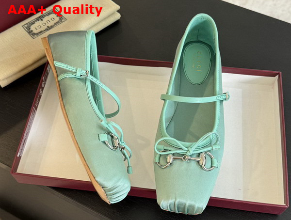 Gucci Womens Gucci Horsebit Ballet Flat in Turquoise Stain 814321 Replica