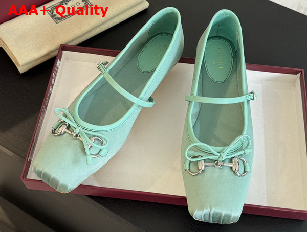 Gucci Womens Gucci Horsebit Ballet Flat in Turquoise Stain 814321 Replica