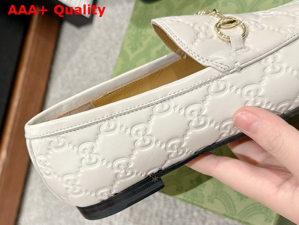 Gucci Womens Gucci Jordaan Loafer in White GG Leather 786016 Replica