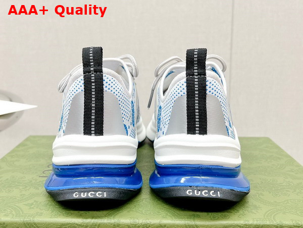 Gucci Womens Gucci Run Sneaker in White and Blue GG Technical Knit Fabric 680903 Replica