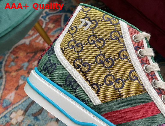 Gucci Womens Gucci Tennis 1977 GG Multicolor High Top Sneaker Multicolor Canvas 663679 Replica