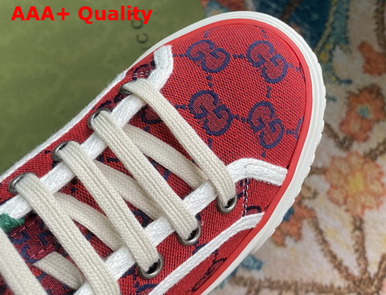 Gucci Womens Gucci Tennis 1977 GG Multicolor High Top Sneaker Red and Blue Canvas 663679 Replica