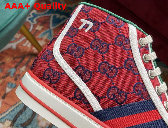 Gucci Womens Gucci Tennis 1977 GG Multicolor High Top Sneaker Red and Blue Canvas 663679 Replica