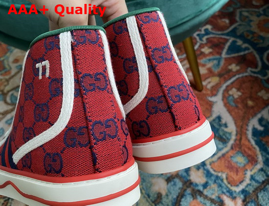Gucci Womens Gucci Tennis 1977 GG Multicolor High Top Sneaker Red and Blue Canvas 663679 Replica