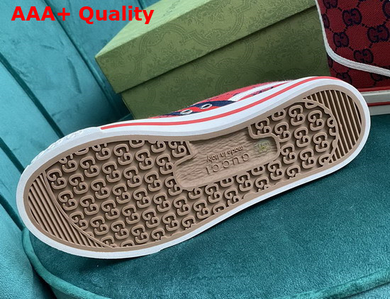 Gucci Womens Gucci Tennis 1977 GG Multicolor High Top Sneaker Red and Blue Canvas 663679 Replica