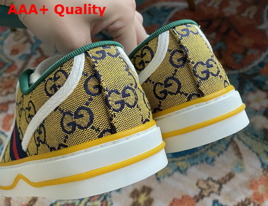 Gucci Womens Gucci Tennis 1977 GG Multicolor Sneaker Yellow and Blue Canvas 663680 Replica