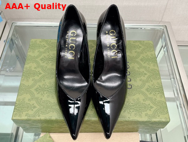 Gucci Womens High Heel Pump in Black Patent Leather 715145 Replica