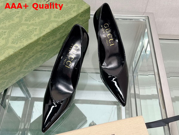 Gucci Womens High Heel Pump in Black Patent Leather 715145 Replica