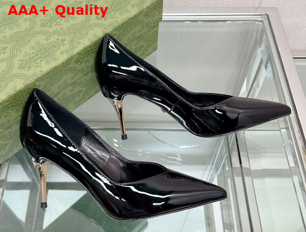 Gucci Womens High Heel Pump in Black Patent Leather 715145 Replica