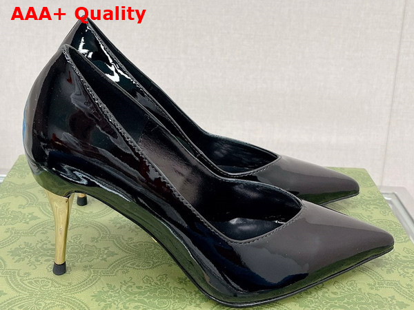 Gucci Womens High Heel Pump in Black Patent Leather 715145 Replica