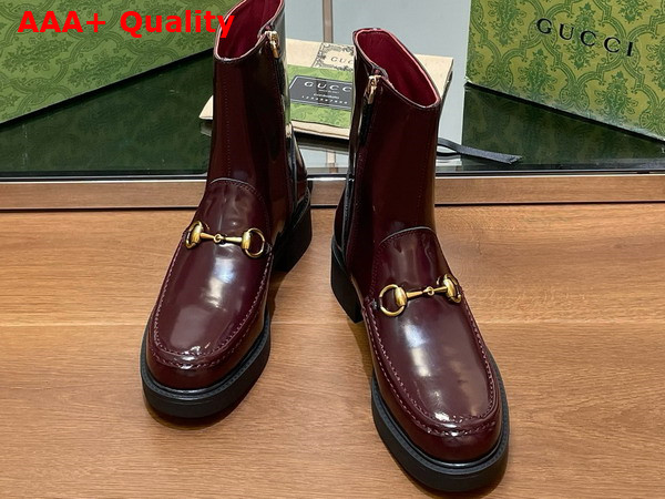 Gucci Womens Horsebit Boot in Bordeaux Leather 798724 Replica