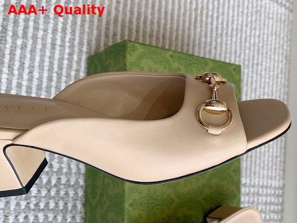 Gucci Womens Horsebit Slide in Beige Leather 816607 Replica