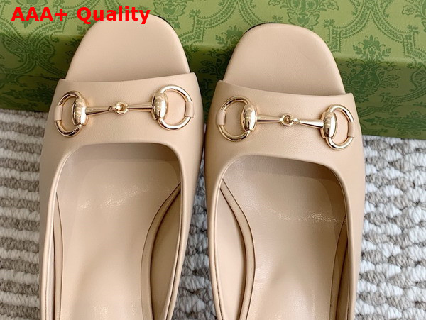 Gucci Womens Horsebit Slide in Beige Leather 816607 Replica