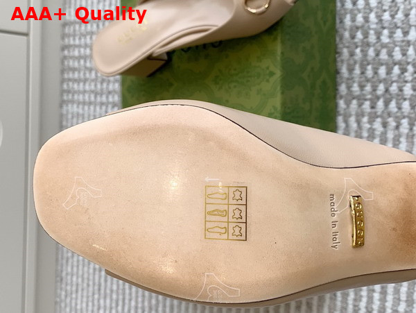 Gucci Womens Horsebit Slide in Beige Leather 816607 Replica