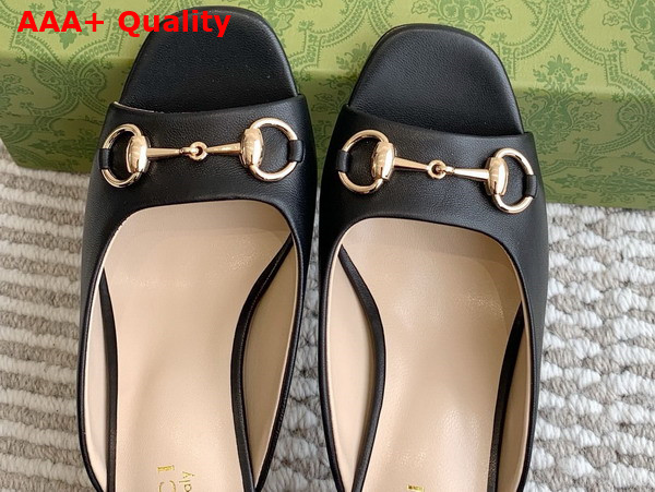 Gucci Womens Horsebit Slide in Black Leather 816607 Replica