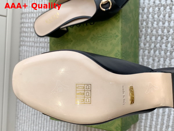 Gucci Womens Horsebit Slide in Black Leather 816607 Replica