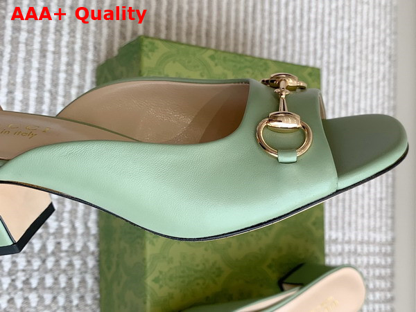 Gucci Womens Horsebit Slide in Sage Green Leather 816607 Replica