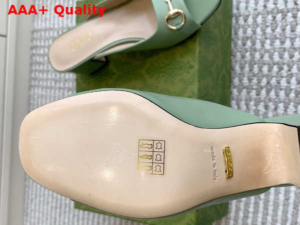 Gucci Womens Horsebit Slide in Sage Green Leather 816607 Replica