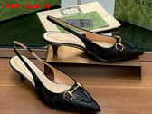 Gucci Womens Horsebit Slingback Pump in Black GG Leather 782407 Replica