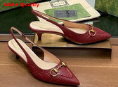 Gucci Womens Horsebit Slingback Pump in Rosso Ancora Red GG Leather 782407 Replica