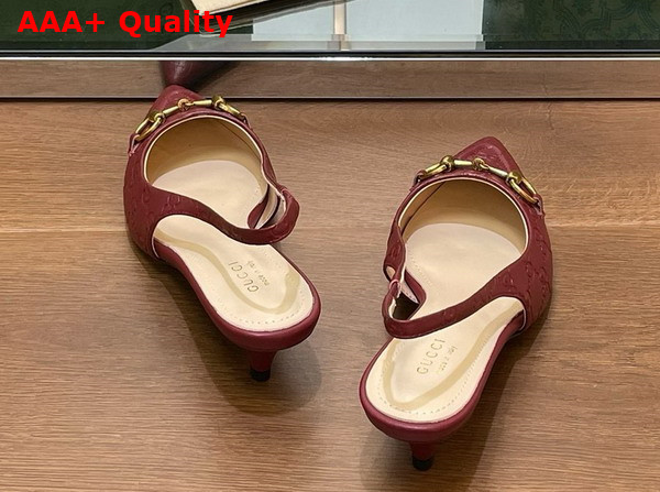 Gucci Womens Horsebit Slingback Pump in Rosso Ancora Red GG Leather 782407 Replica