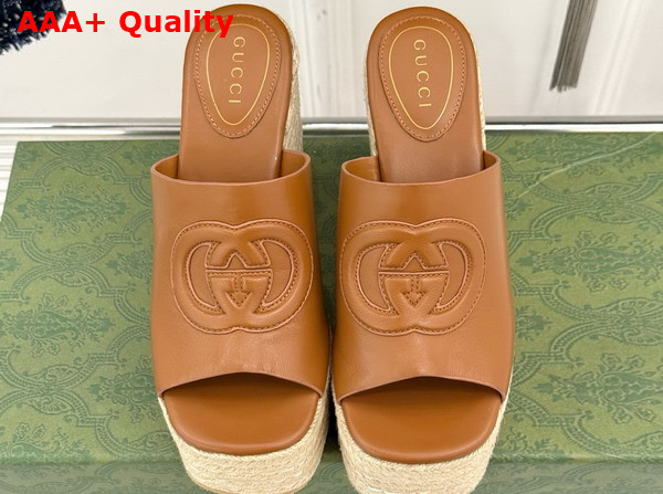 Gucci Womens Interlocking G Sandal in Brown Leather 817212 Replica