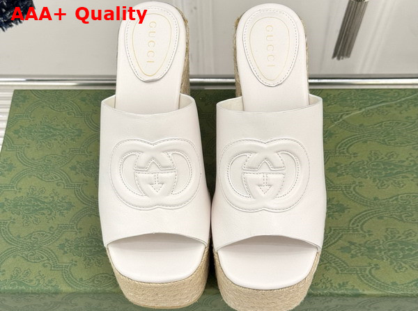 Gucci Womens Interlocking G Sandal in Ivory Leather 817212 Replica
