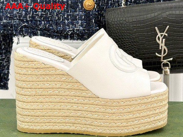 Gucci Womens Interlocking G Sandal in Ivory Leather 817212 Replica