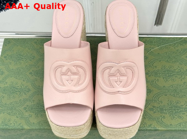 Gucci Womens Interlocking G Sandal in Light Pink Leather 817212 Replica