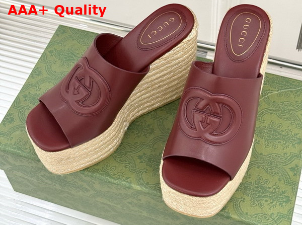 Gucci Womens Interlocking G Sandal in Rosso Ancora Red Leather 817212 Replica