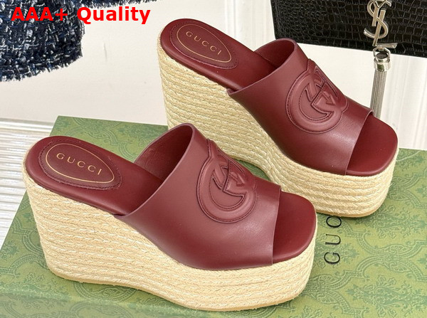 Gucci Womens Interlocking G Sandal in Rosso Ancora Red Leather 817212 Replica