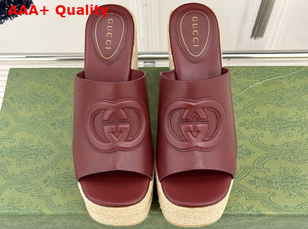 Gucci Womens Interlocking G Sandal in Rosso Ancora Red Leather 817212 Replica