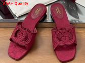 Gucci Womens Interlocking G Slide Sandal in Rosso Ancora Red GG Canvas 790447 Replica