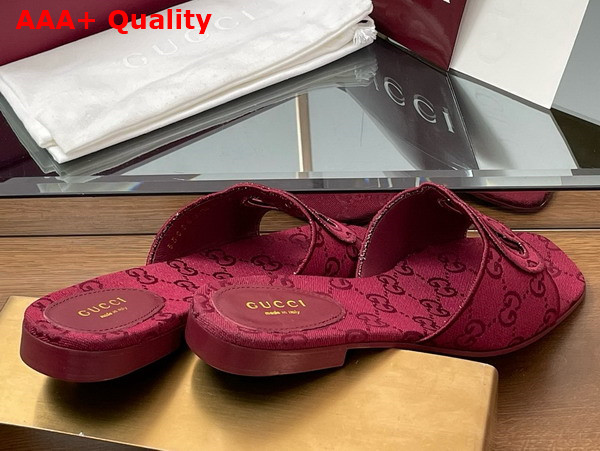Gucci Womens Interlocking G Slide Sandal in Rosso Ancora Red GG Canvas 790447 Replica
