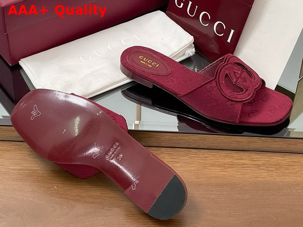 Gucci Womens Interlocking G Slide Sandal in Rosso Ancora Red GG Canvas 790447 Replica