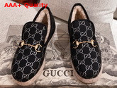 Gucci Womens Loafer with Horsebit Black GG Lame 575850 Replica