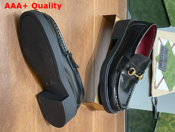 Gucci Womens Loafer with Horsebit Black Leather 794378 Replica