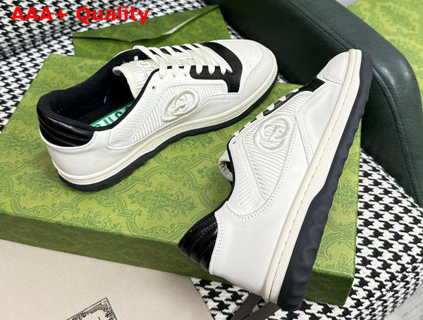 Gucci Womens Mac80 Sneakers in Off White and Black Leather 747914 Replica