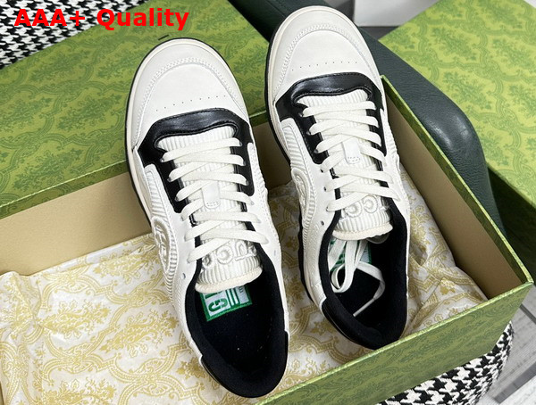 Gucci Womens Mac80 Sneakers in Off White and Black Leather 747914 Replica