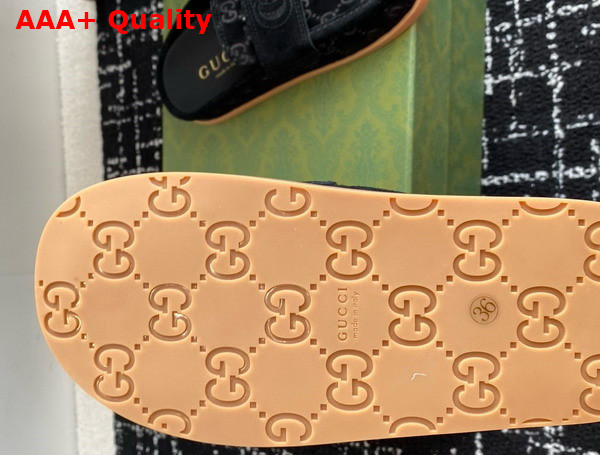 Gucci Womens Mule with Double G in Black GG Suede 817468 Replica