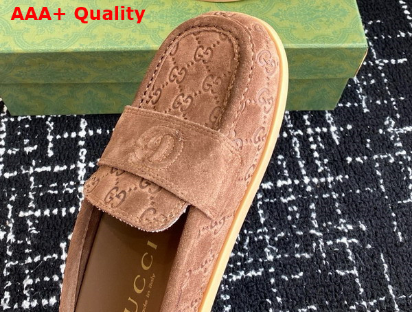 Gucci Womens Mule with Double G in Brown GG Suede 817468 Replica