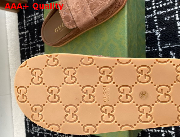 Gucci Womens Mule with Double G in Brown GG Suede 817468 Replica