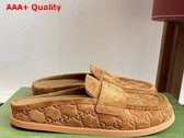 Gucci Womens Mule with Double G in Light Brown GG Suede 817468 Replica
