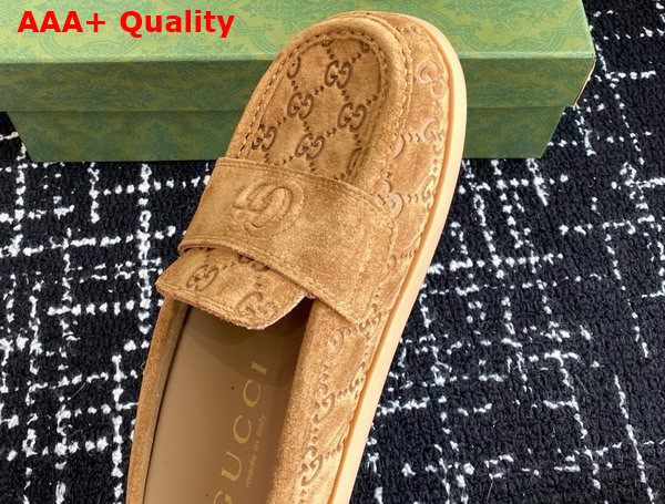 Gucci Womens Mule with Double G in Light Brown GG Suede 817468 Replica