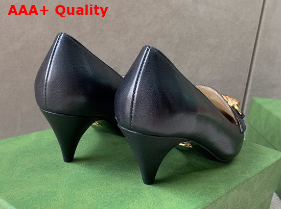 Gucci Womens Pump with Bamboo Horsebit Black Leather 658818 Replica