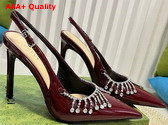 Gucci Womens Pump with Crystal Chain Rosso Ancora Red Patent Leather 805306 Replica